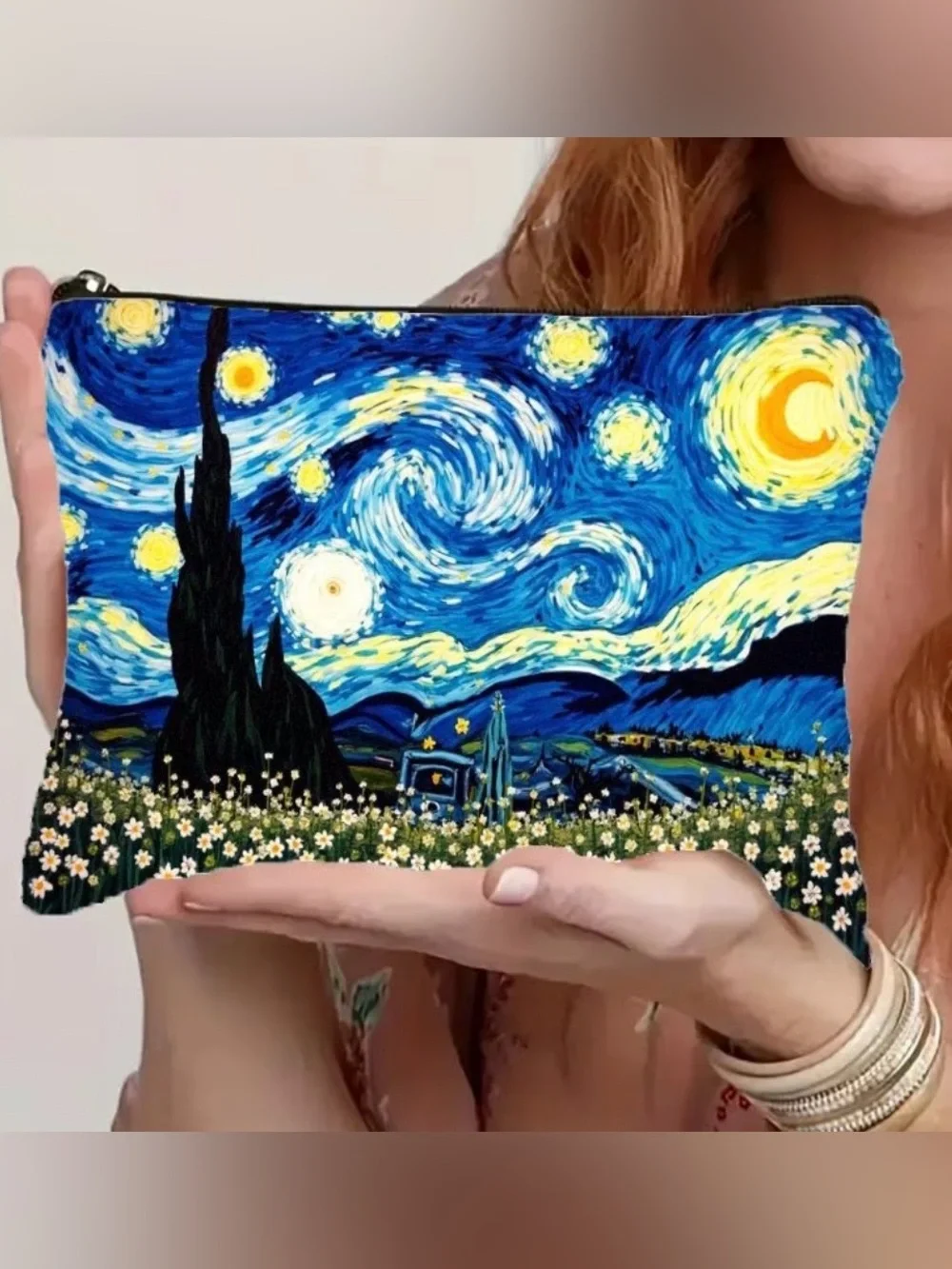 🎨 Van Gogh Starry Night Inspired Cosmetic Bag Makeup Travel Case